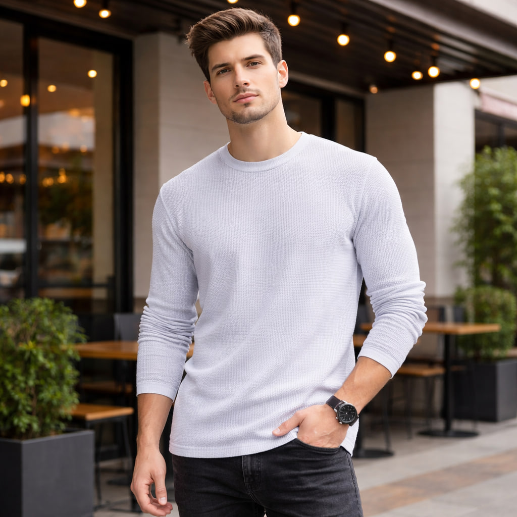 بلوز مردانه آستین بلند طوسی مدل Atra